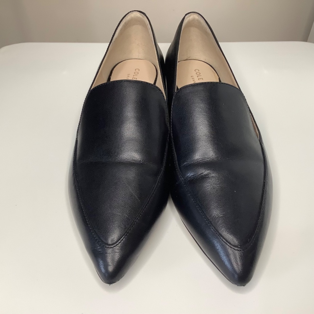 Cole Haan Leather Point Toe Flats Slip in Loafer Black 6.5 - Picture 2 of 5